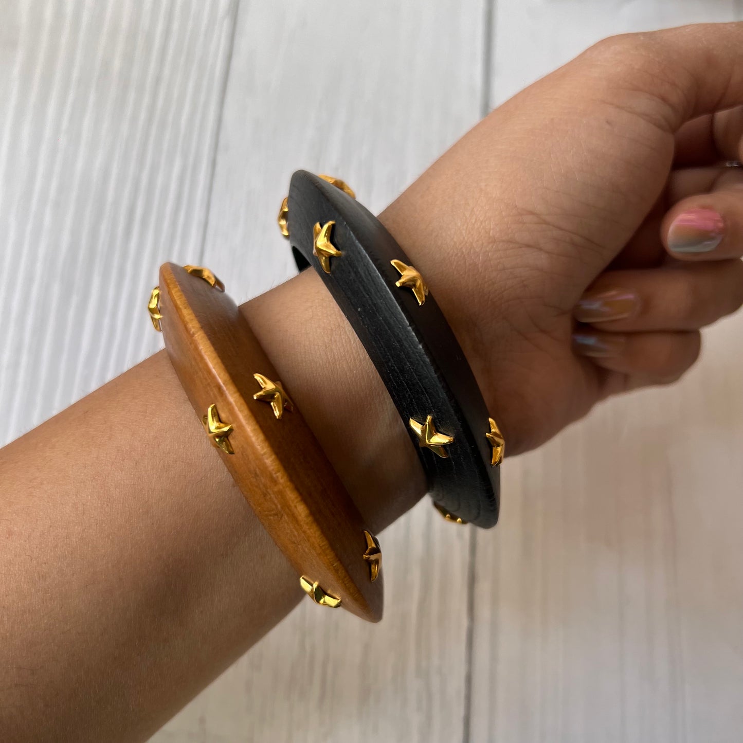 Star Stud Wooden Bangle