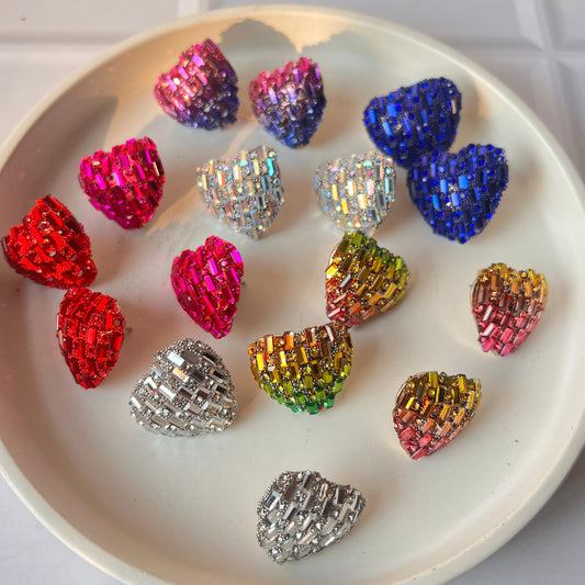Mini Heart Rhinestone Studs