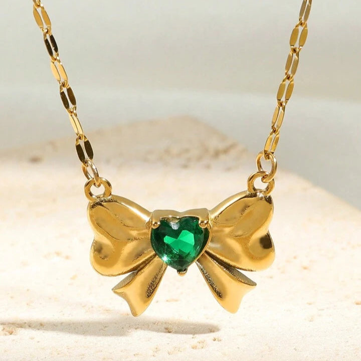 Emerald Bow Necklace