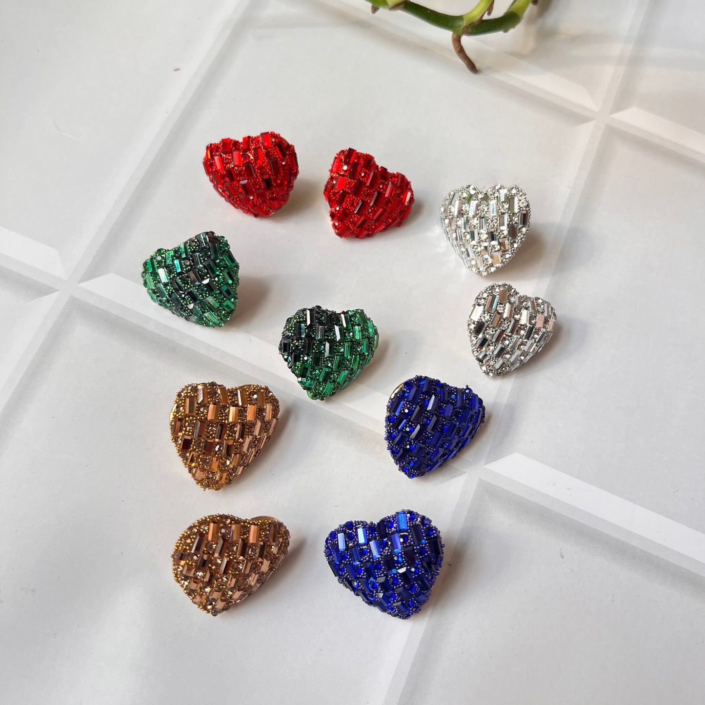 Mini Heart Rhinestone Studs