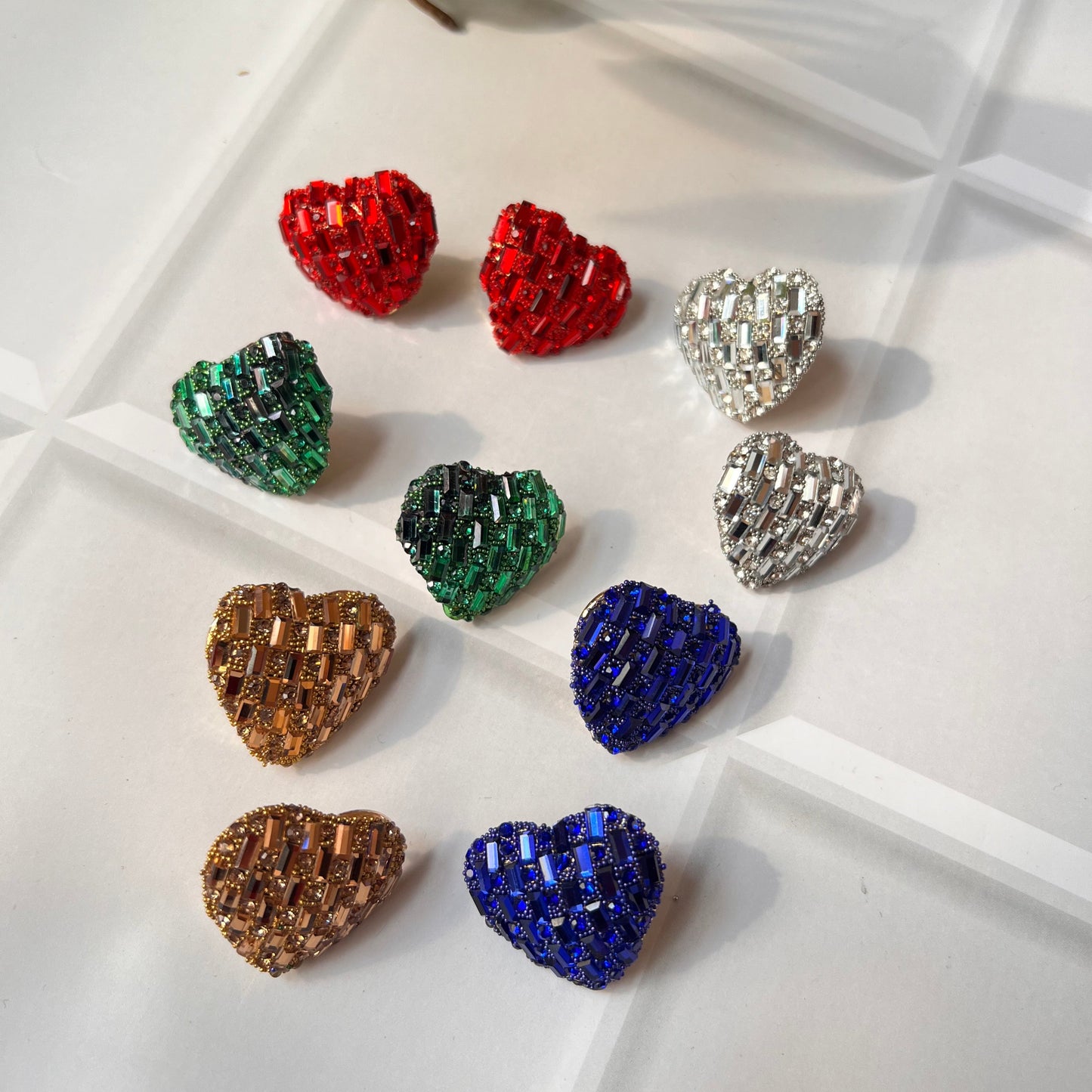 Mini Heart Rhinestone Studs
