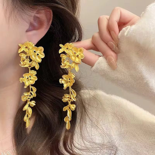 Golden Floral Danglers