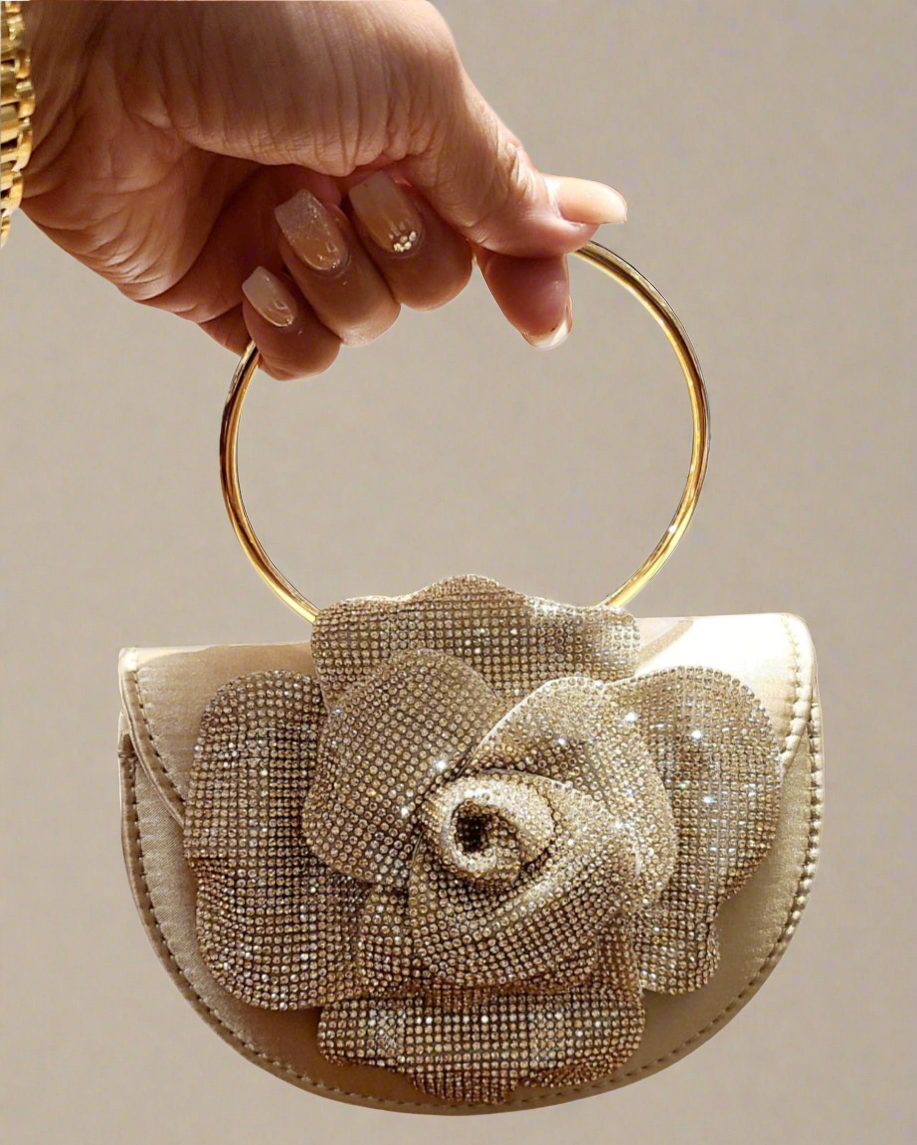 Golden Shimmer Rose Clutch