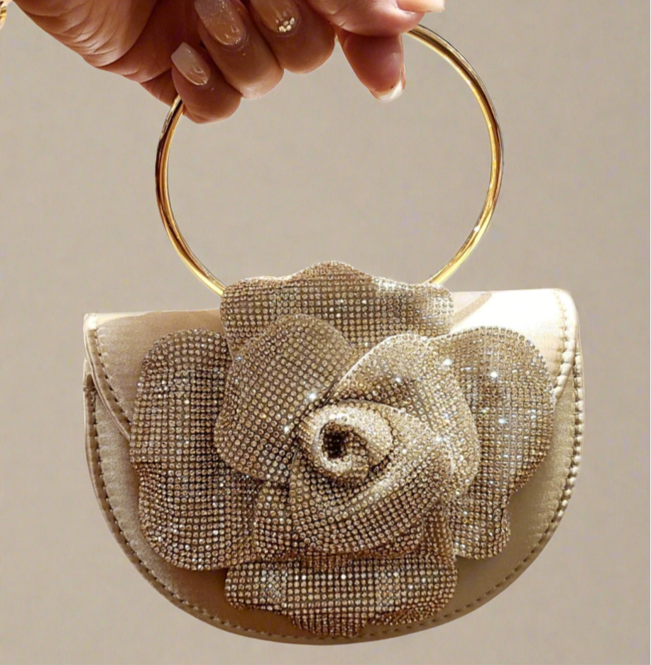 Golden Shimmer Rose Clutch