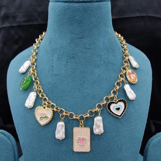 Hearts Card Charm Necklace