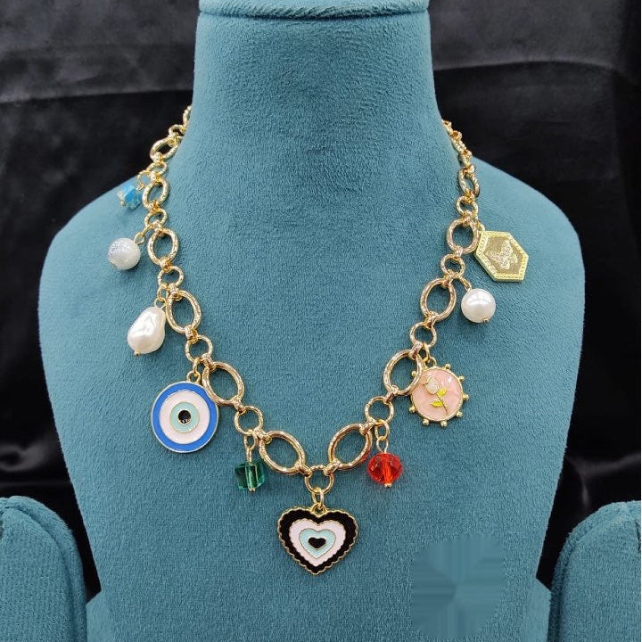 Rose Heart Charm Necklace
