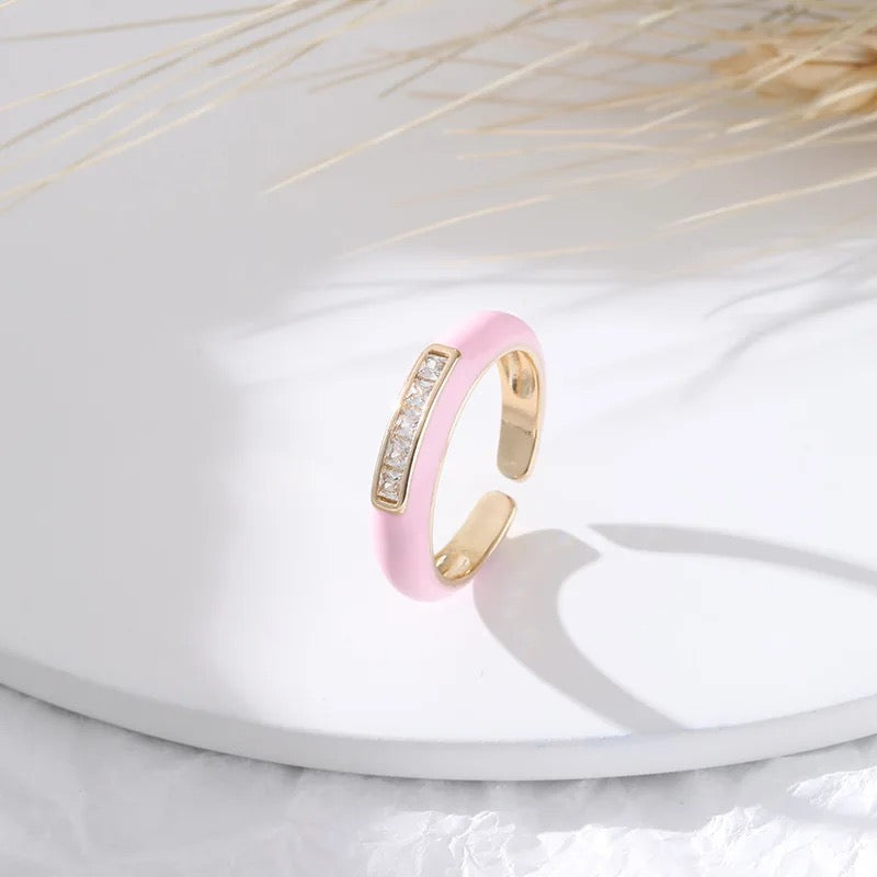 Pink Enamel Ring