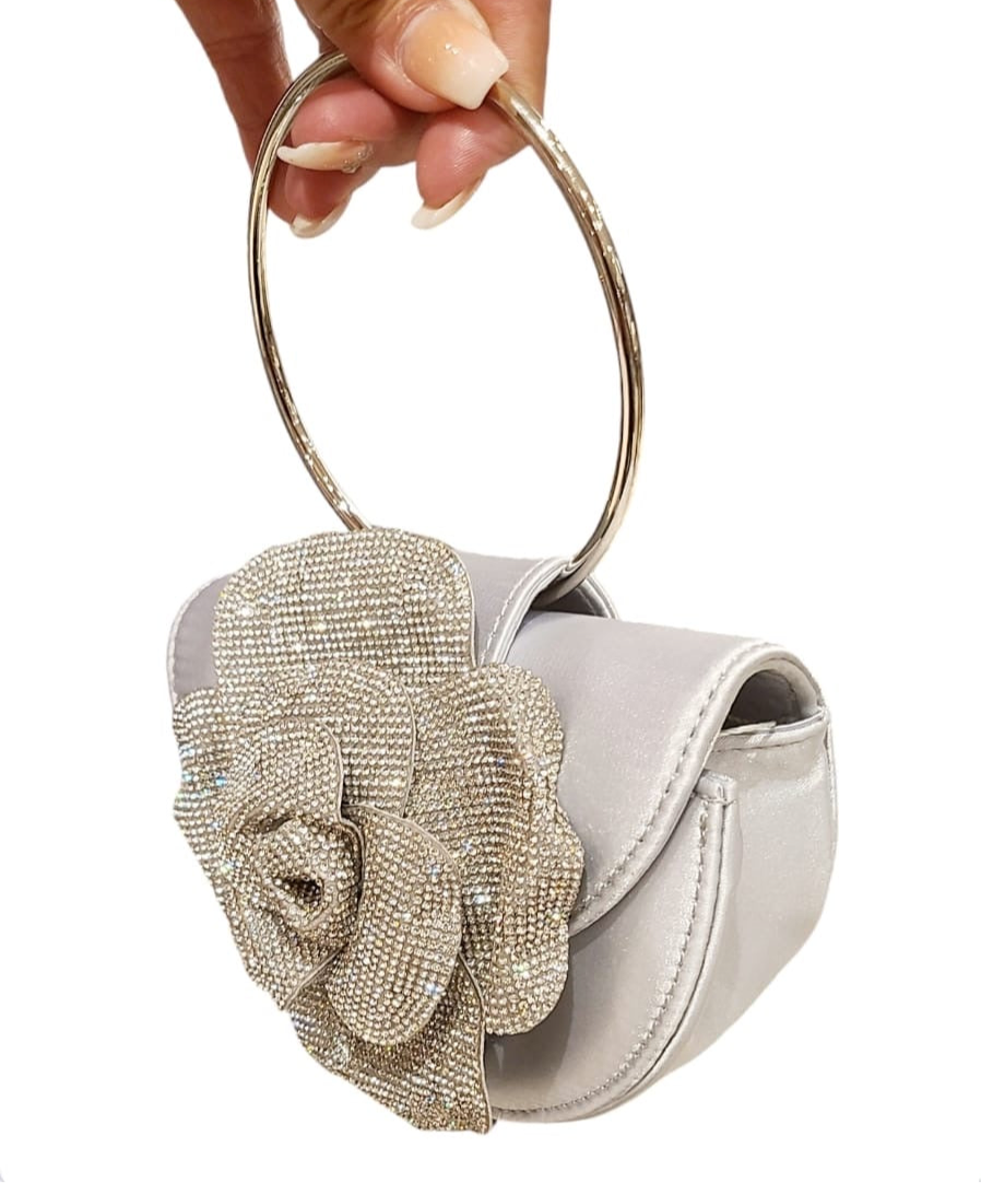 Pearl White Shimmer Rose Bag