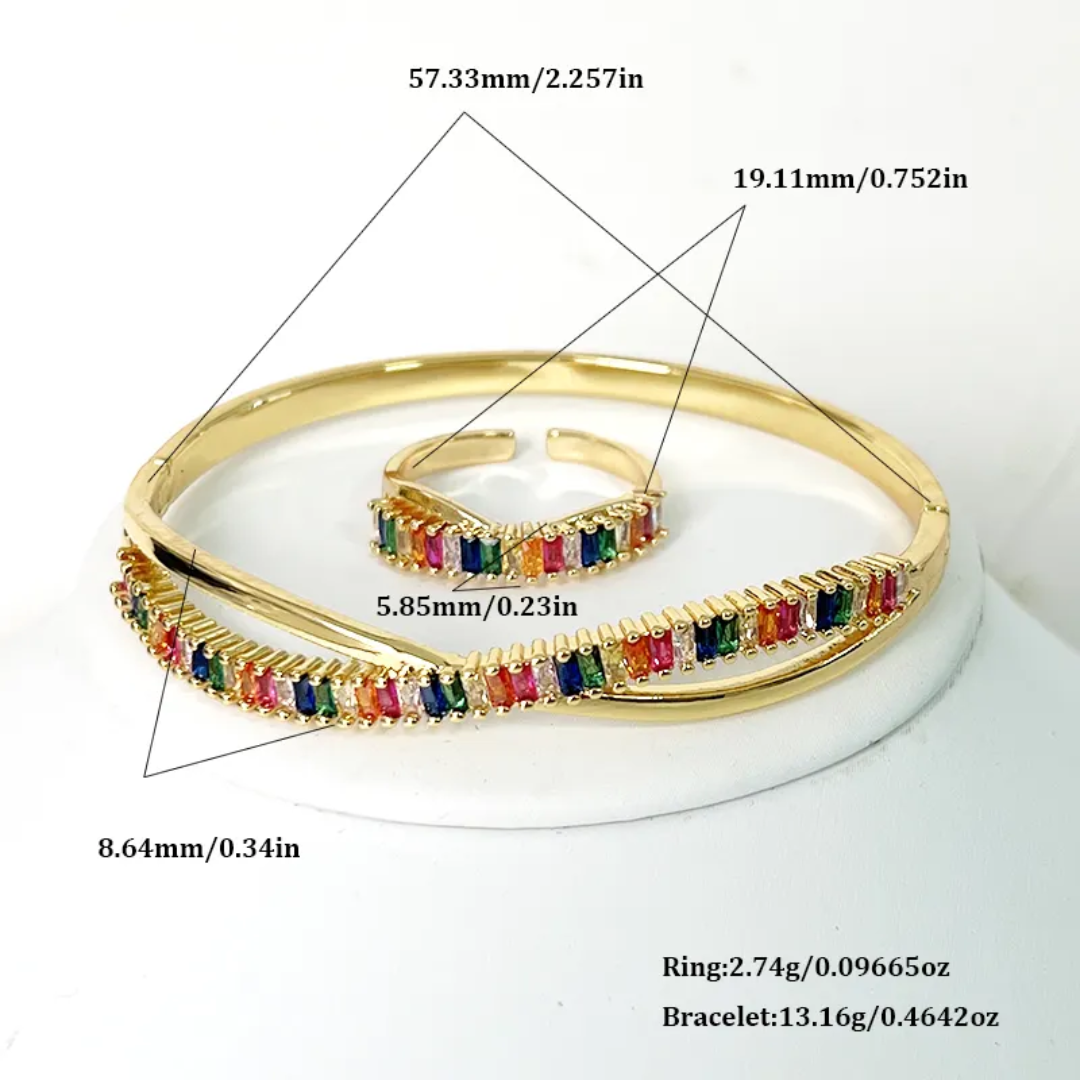 Rainbow Bracelet Ring Set