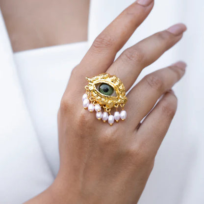 Evil Eye Tassel Ring