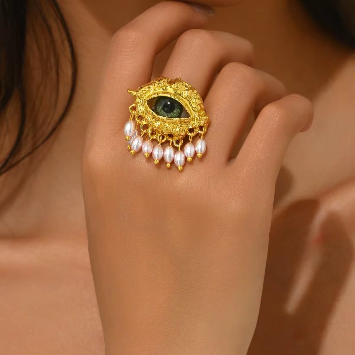 Evil Eye Tassel Ring