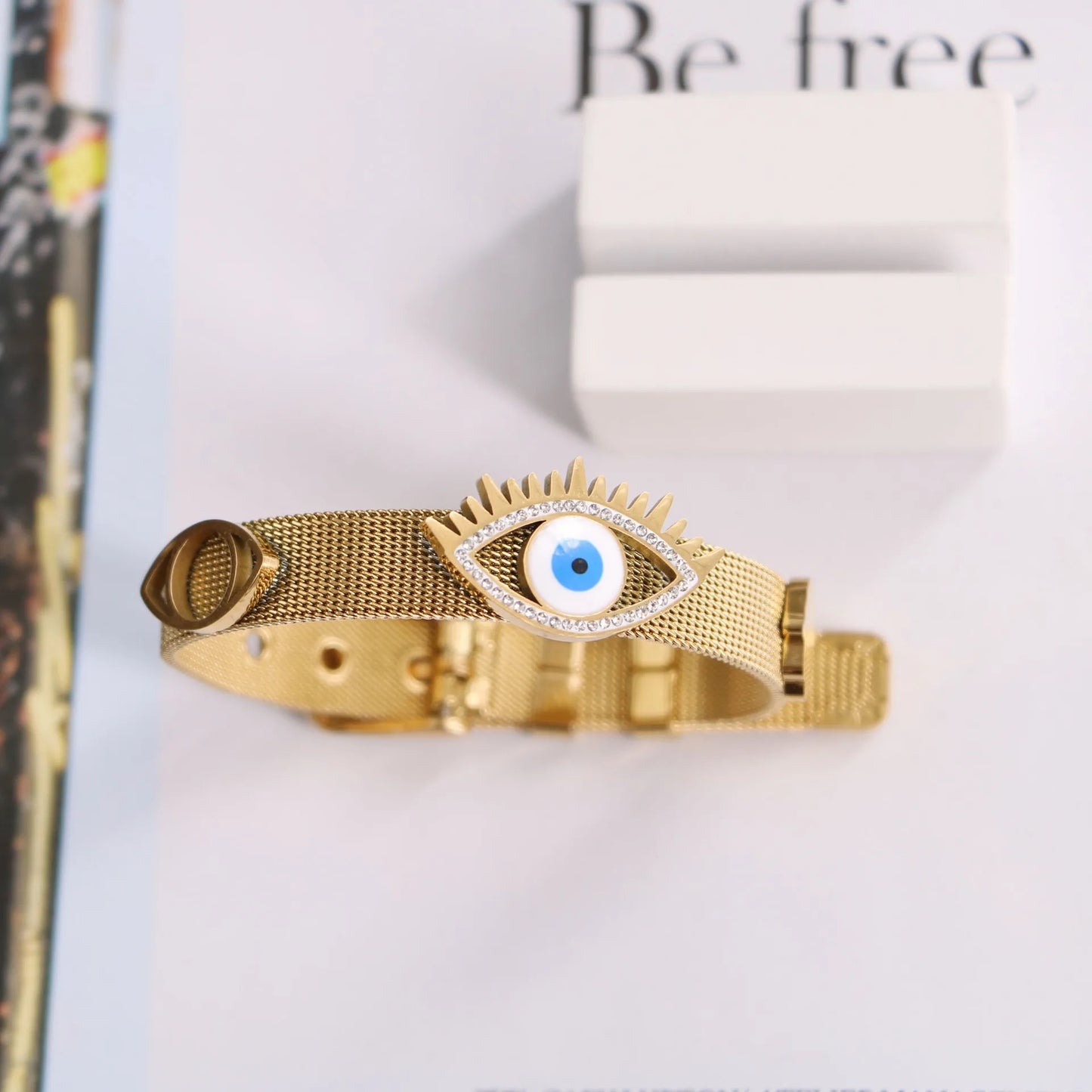 Tri Evil Eye Watch Belt Bracelet