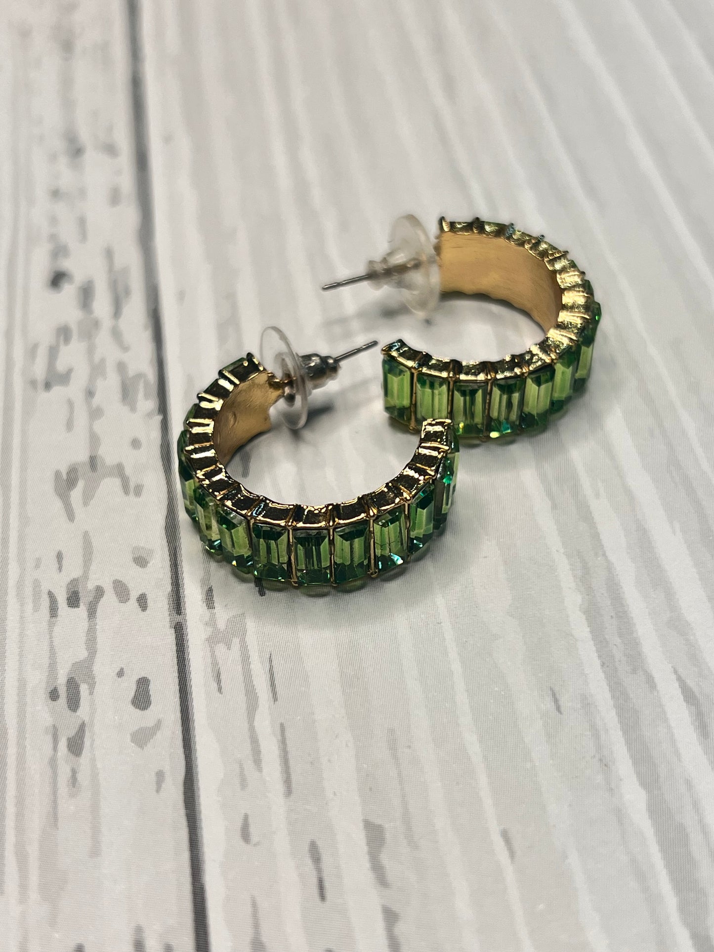 Green baguette hoops