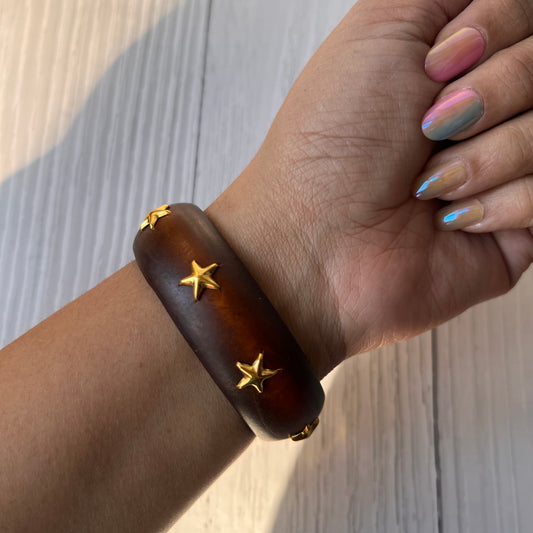 Brown Star Wooden Bangle