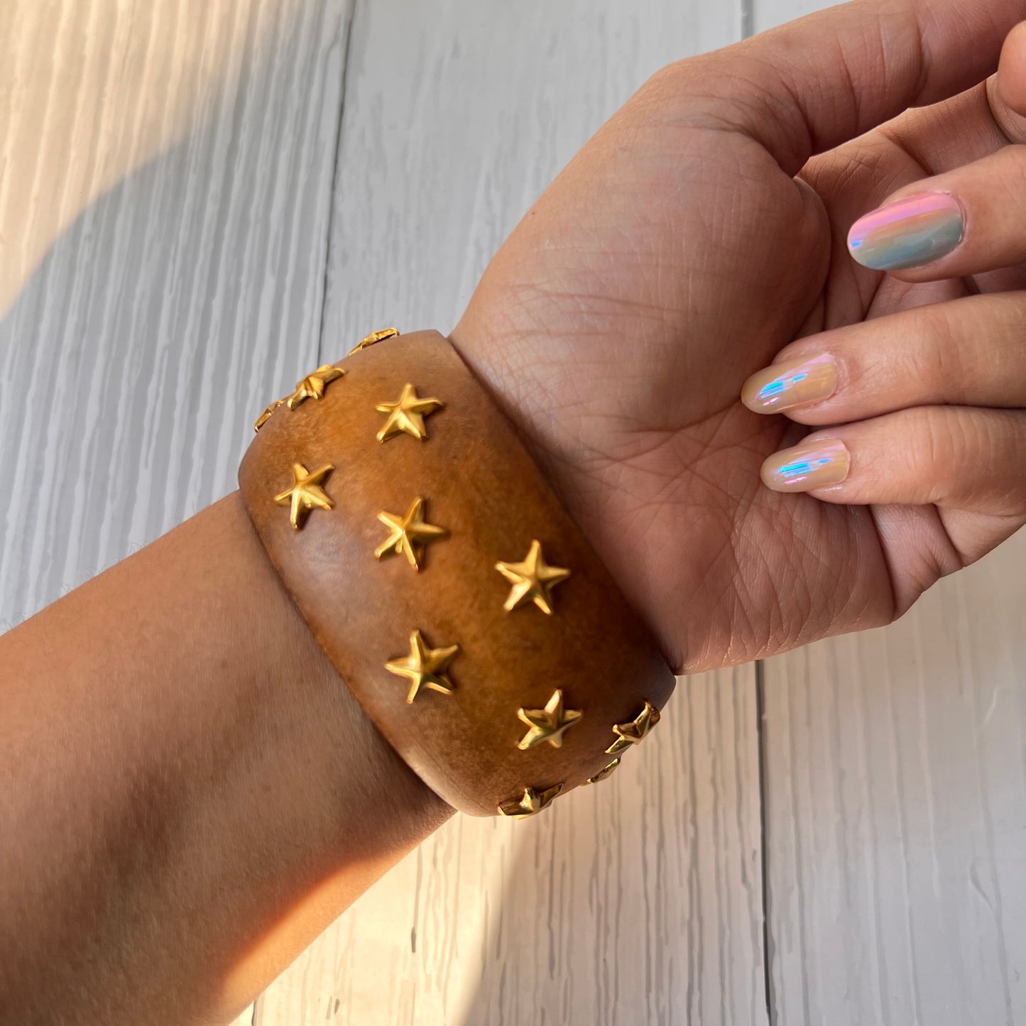 Brown Stud Wooden Bangle