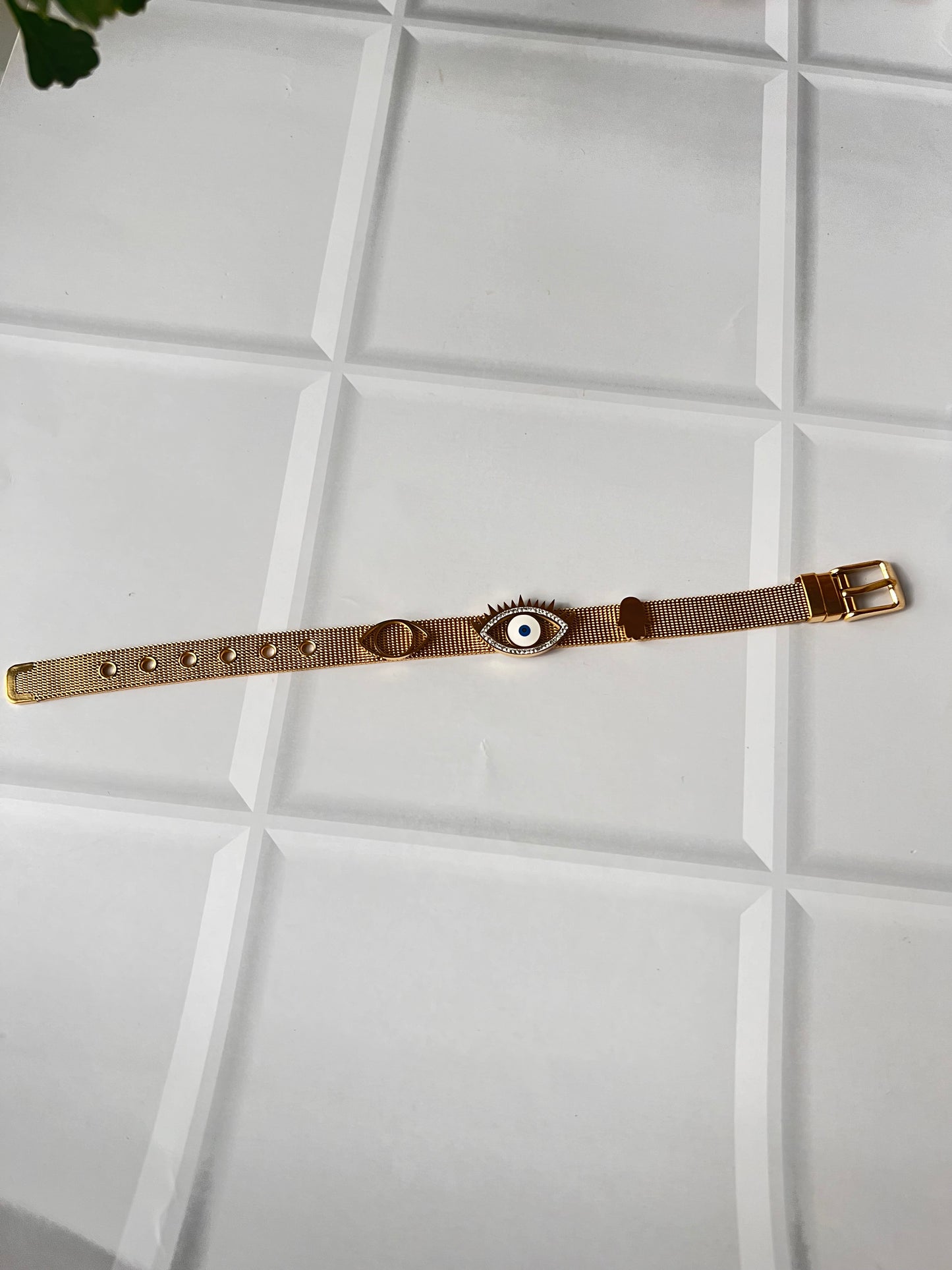 Tri Evil Eye Watch Belt Bracelet