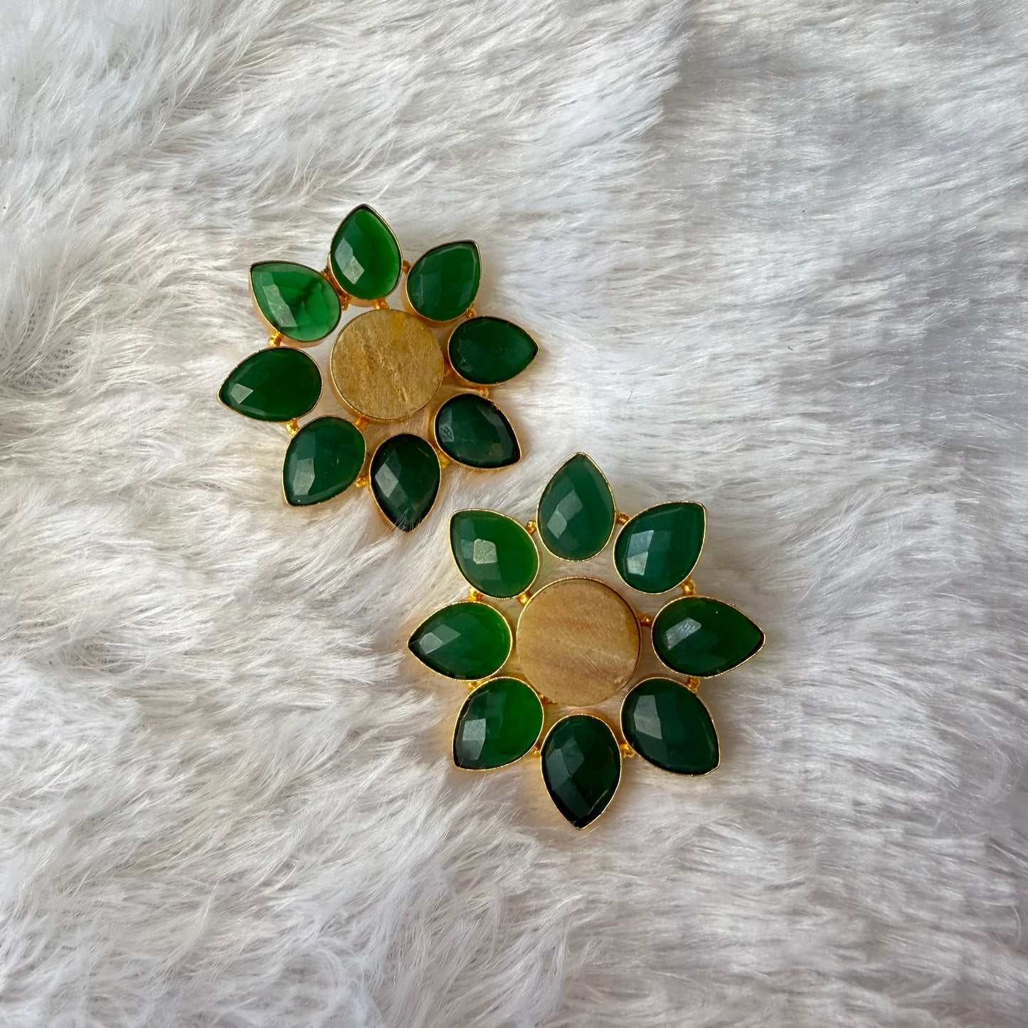Green Flower Studs