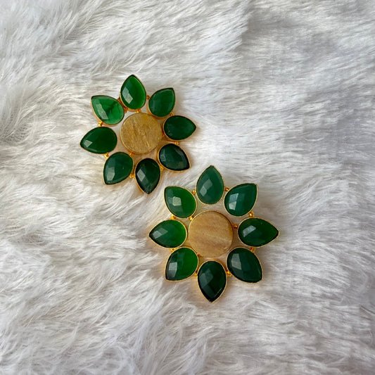 Green Flower Studs