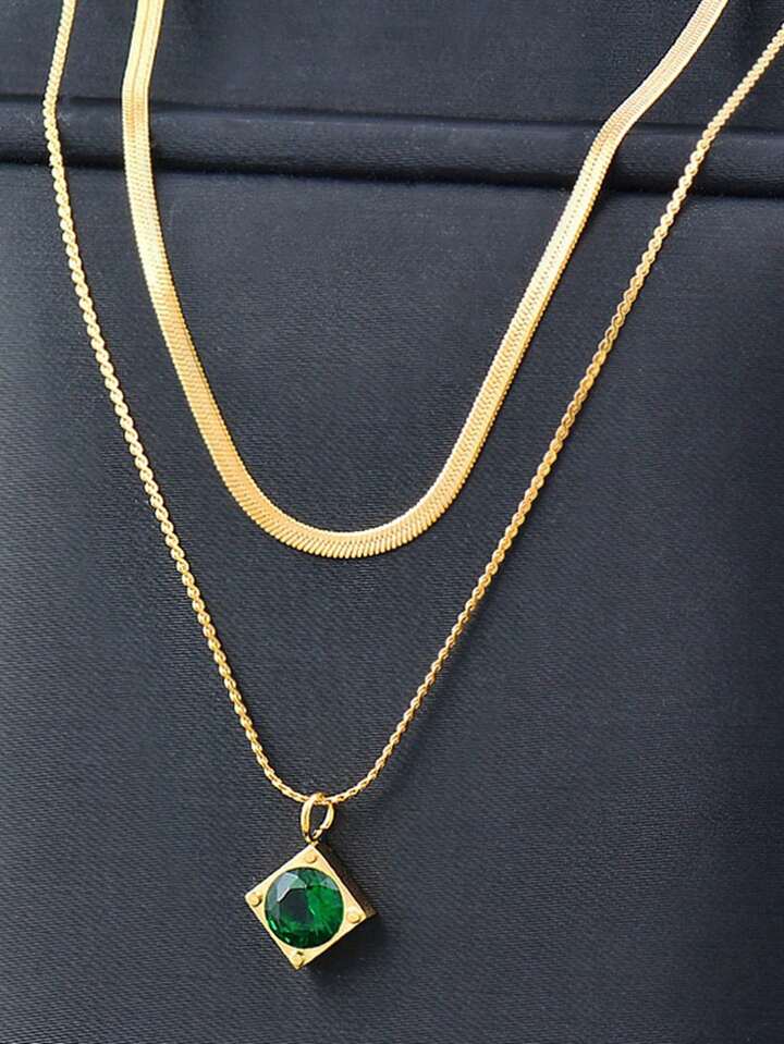 Emerald Snake Chain Necklace