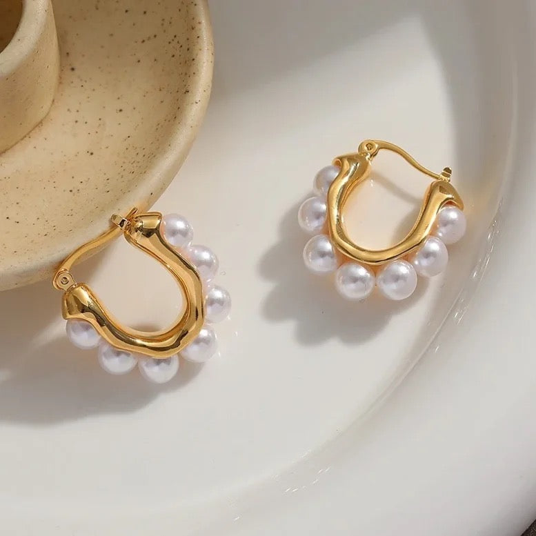 Vintage Pearl Hoops