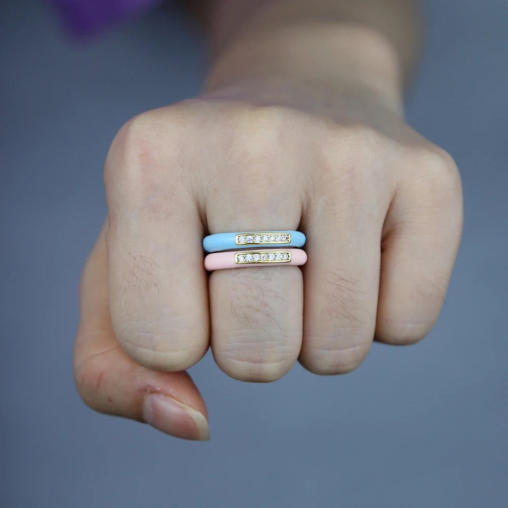 Pink Enamel Ring