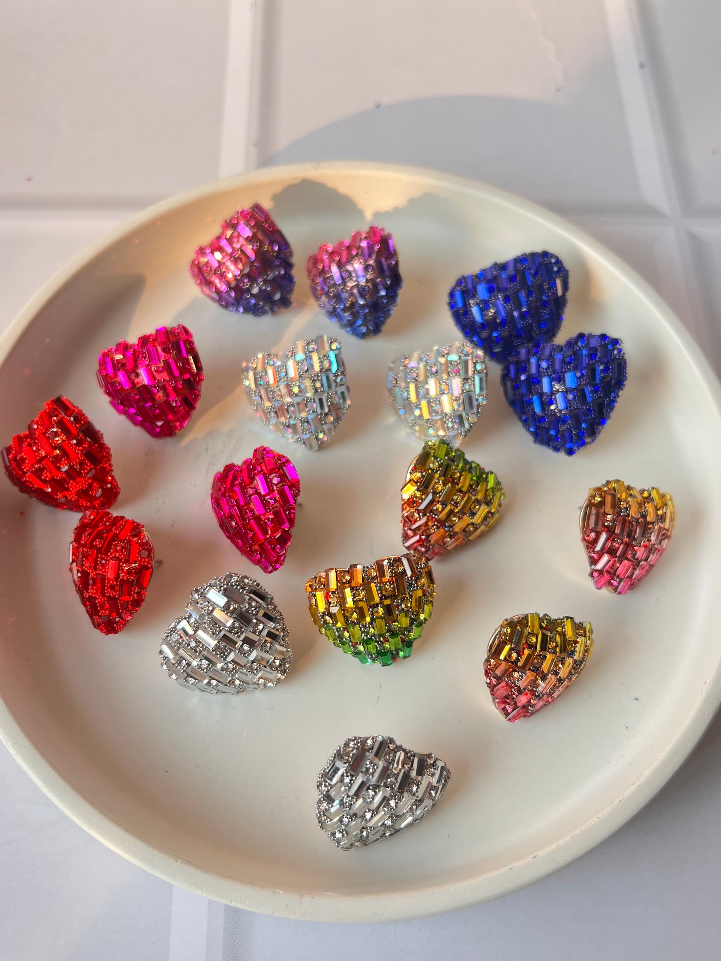 Mini Heart Rhinestone Studs