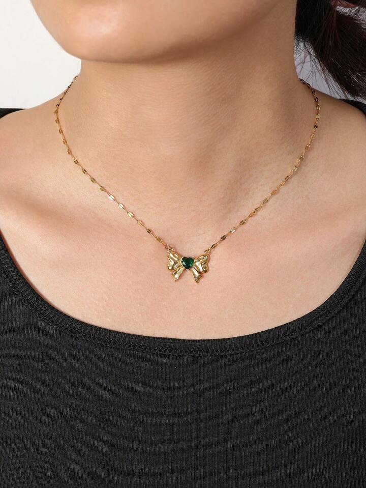 Emerald Bow Necklace