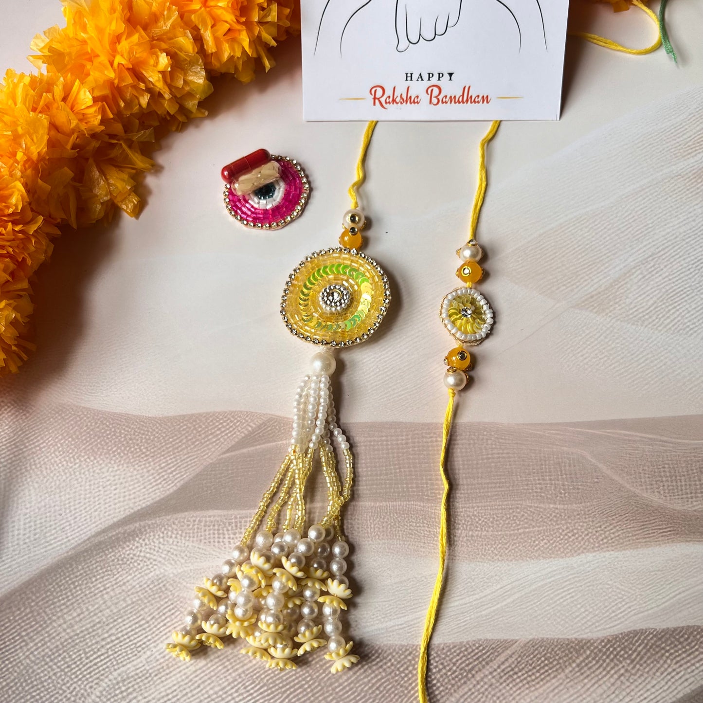 Pyaar Rakhi Set - Yellow