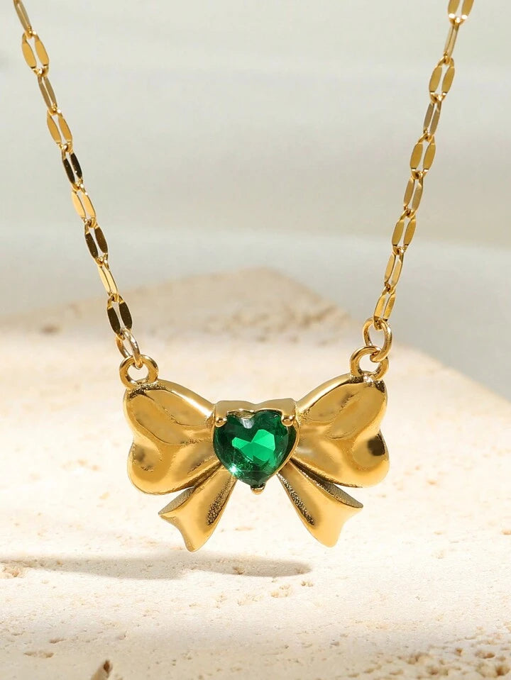 Emerald Bow Necklace