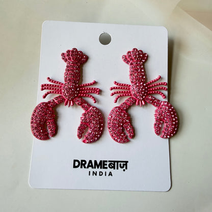 Pink Lobster Earrings