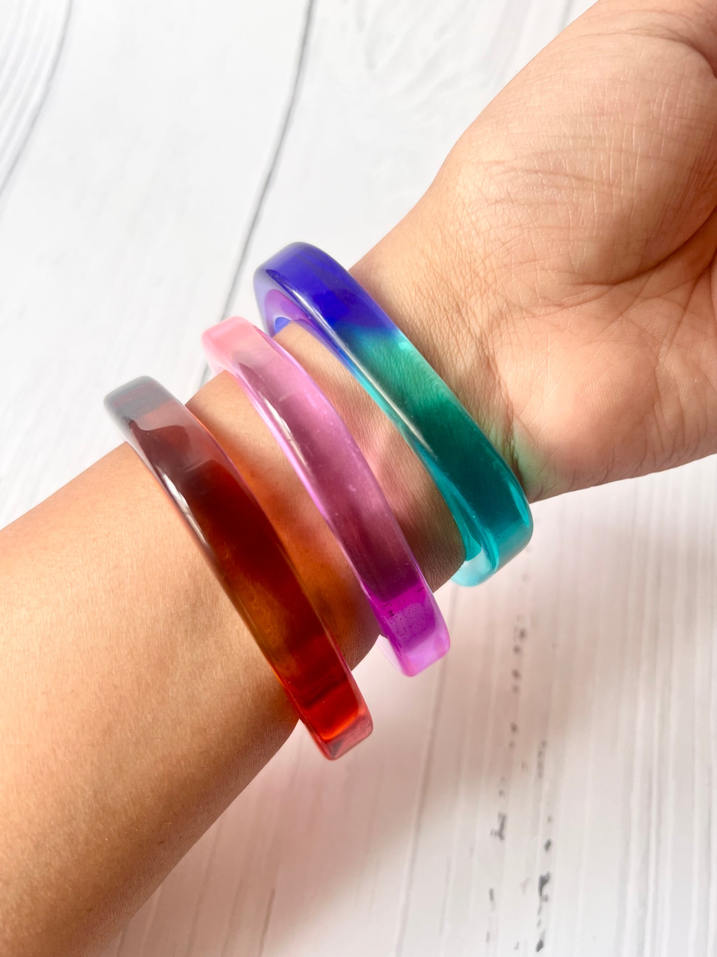 Rainbow Resin Bangles