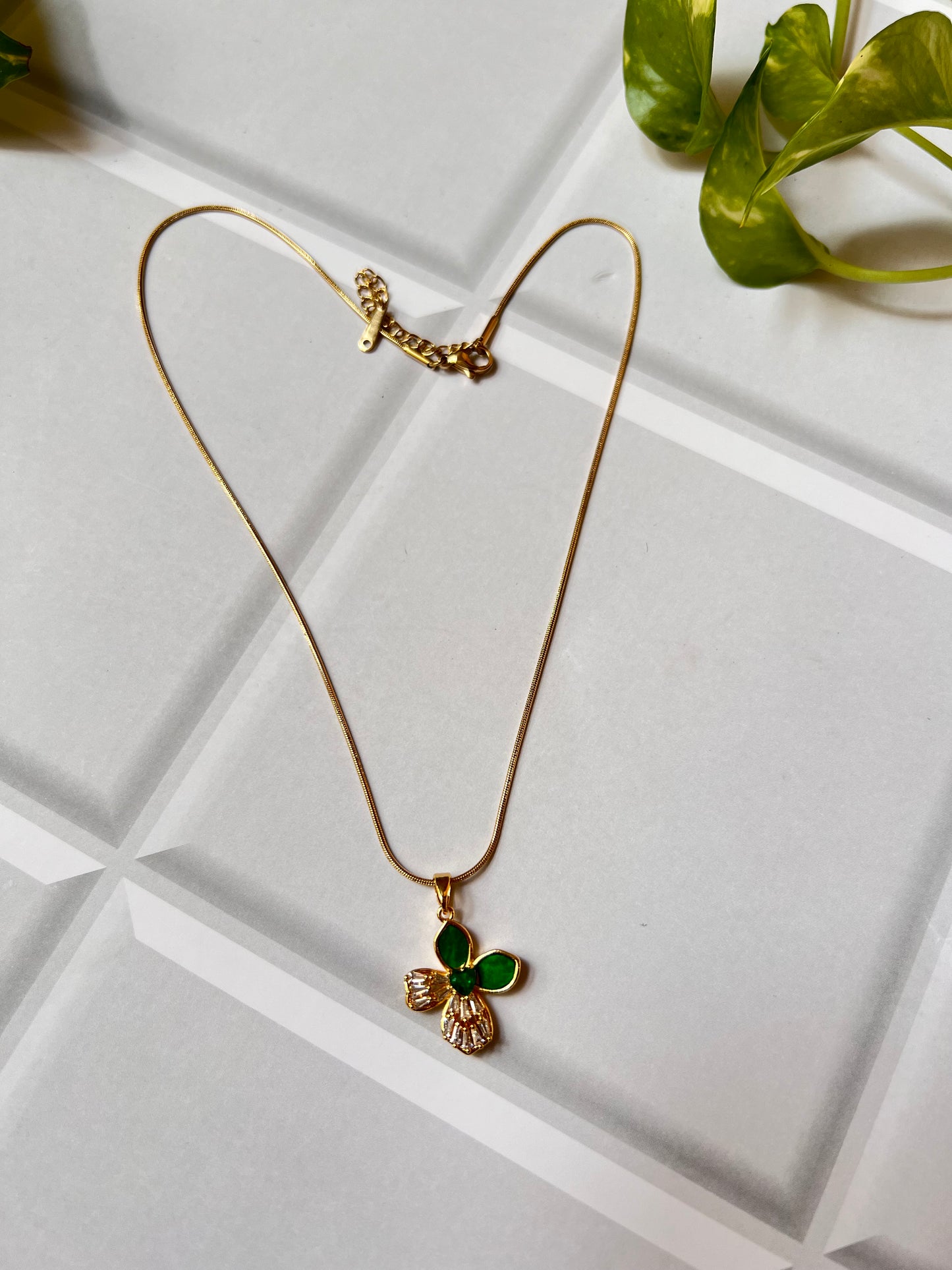 Emerald Flower Necklace