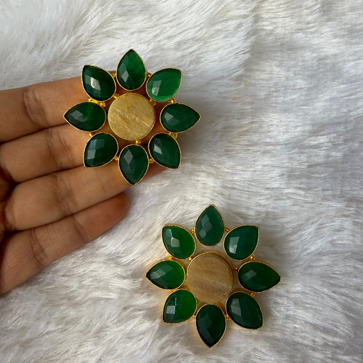 Green Flower Studs