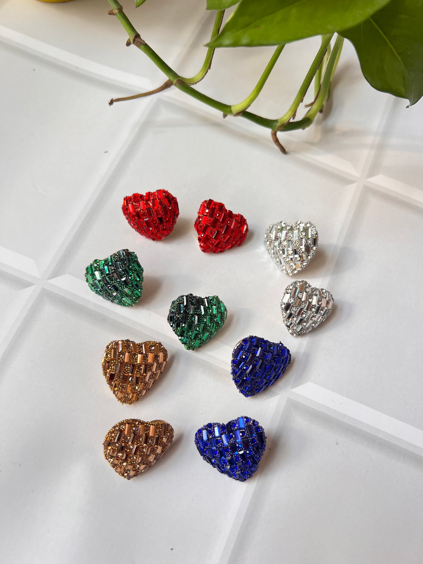 Mini Heart Rhinestone Studs