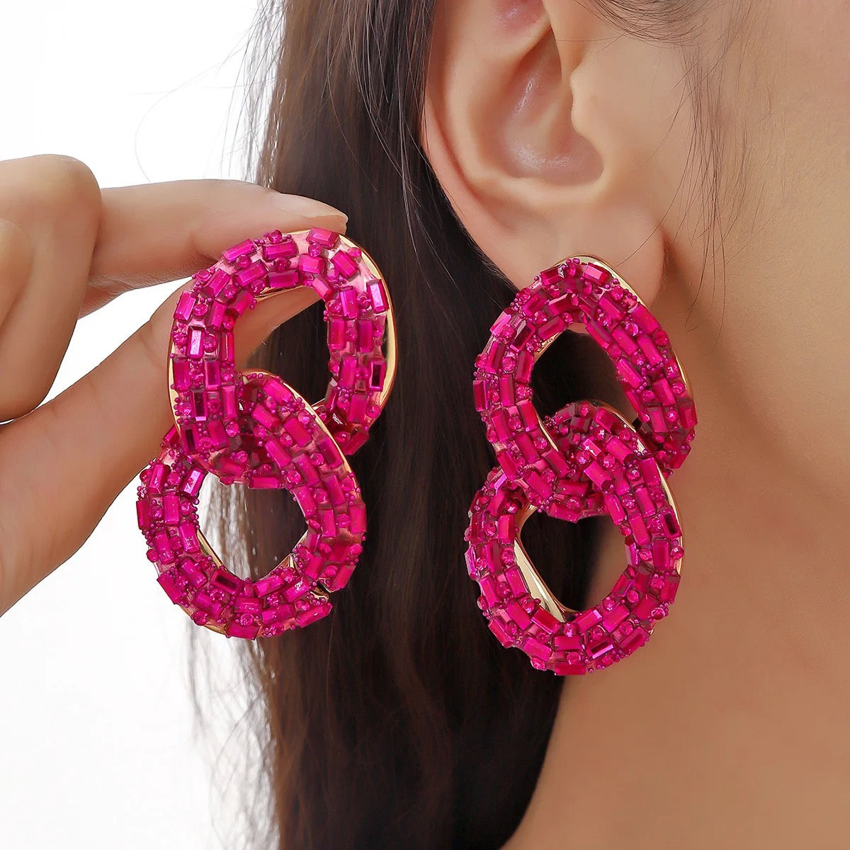 Rhinestone Chain Earrings