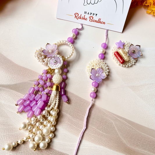 Floral Rakhi set - Purple
