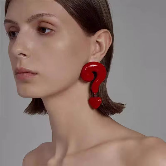 Question Mark earrings - Red