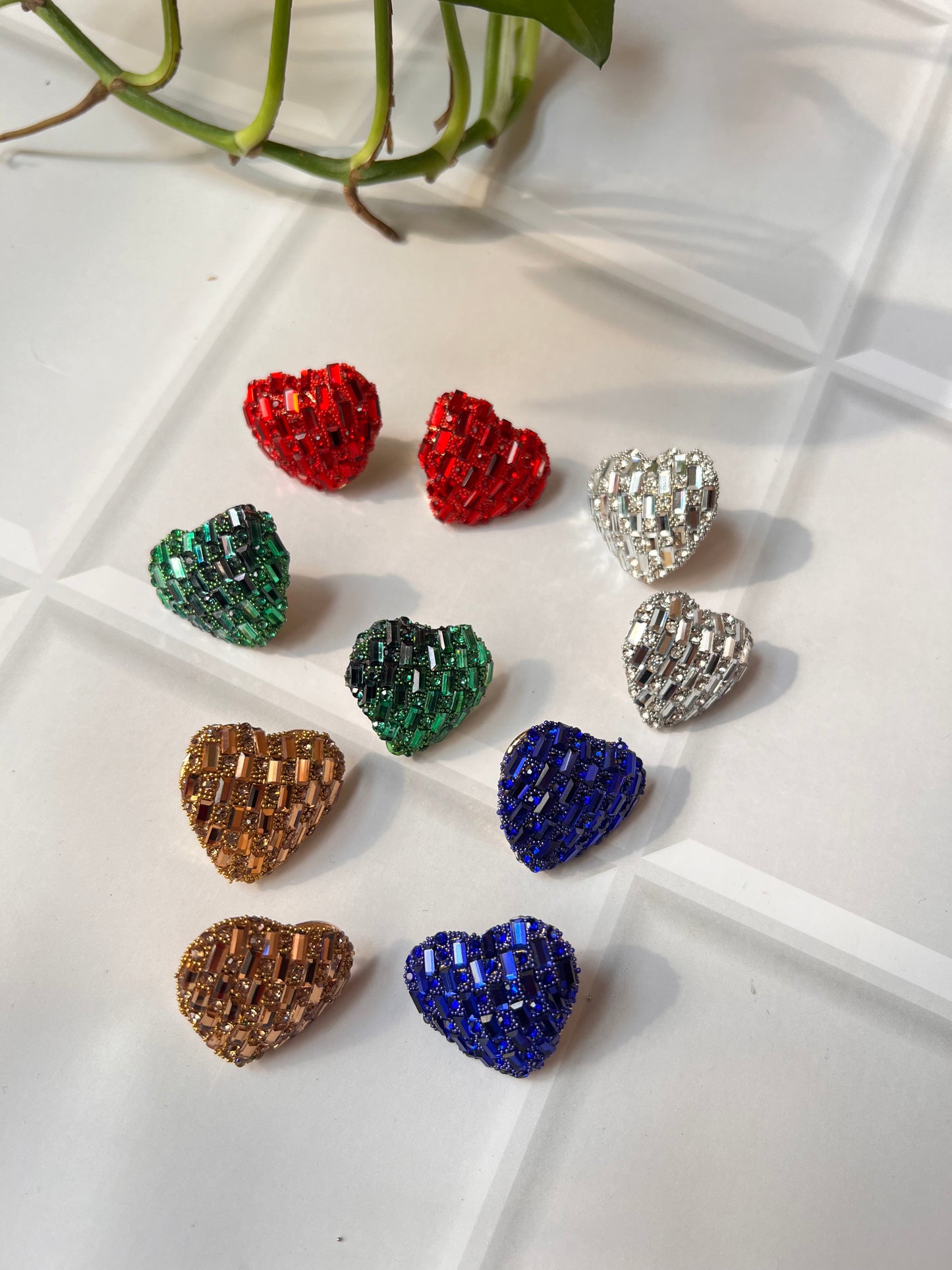 Mini Heart Rhinestone Studs