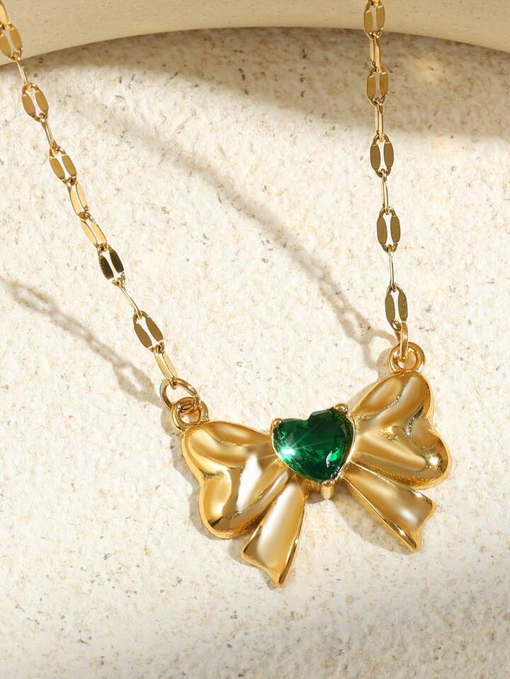 Emerald Bow Necklace