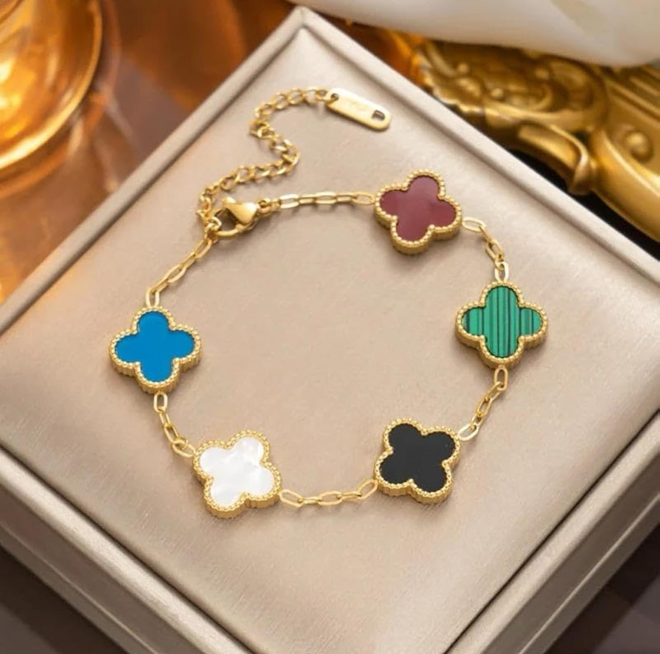 Multicolor Clover Tennis Bracelet