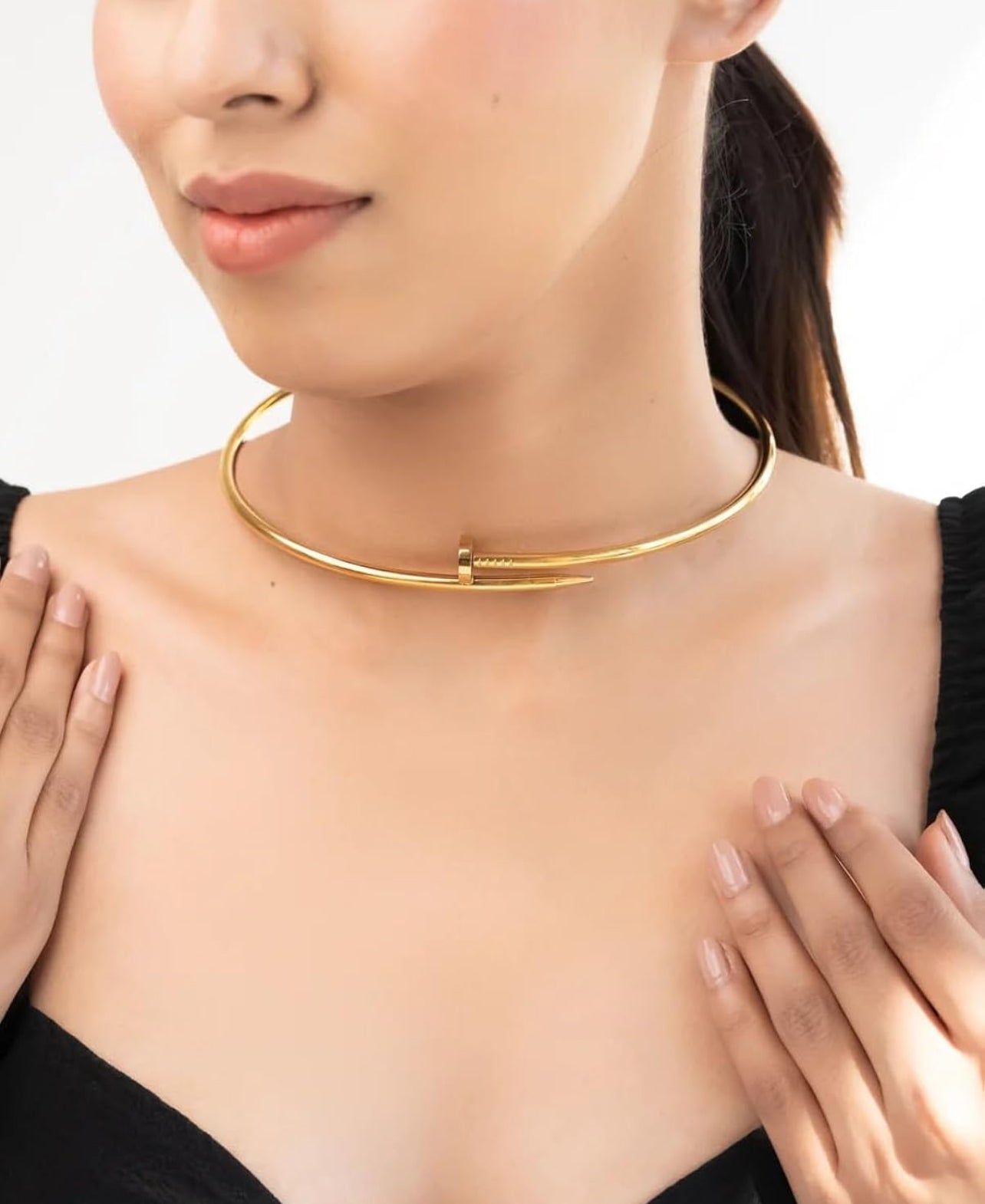 Golden Nail Collar Necklace