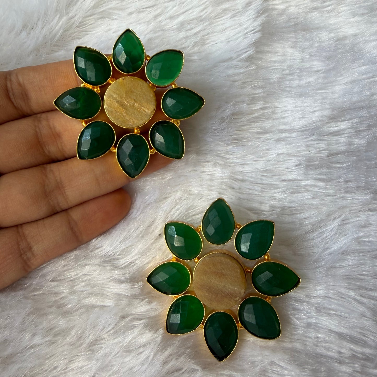 Green Flower Studs