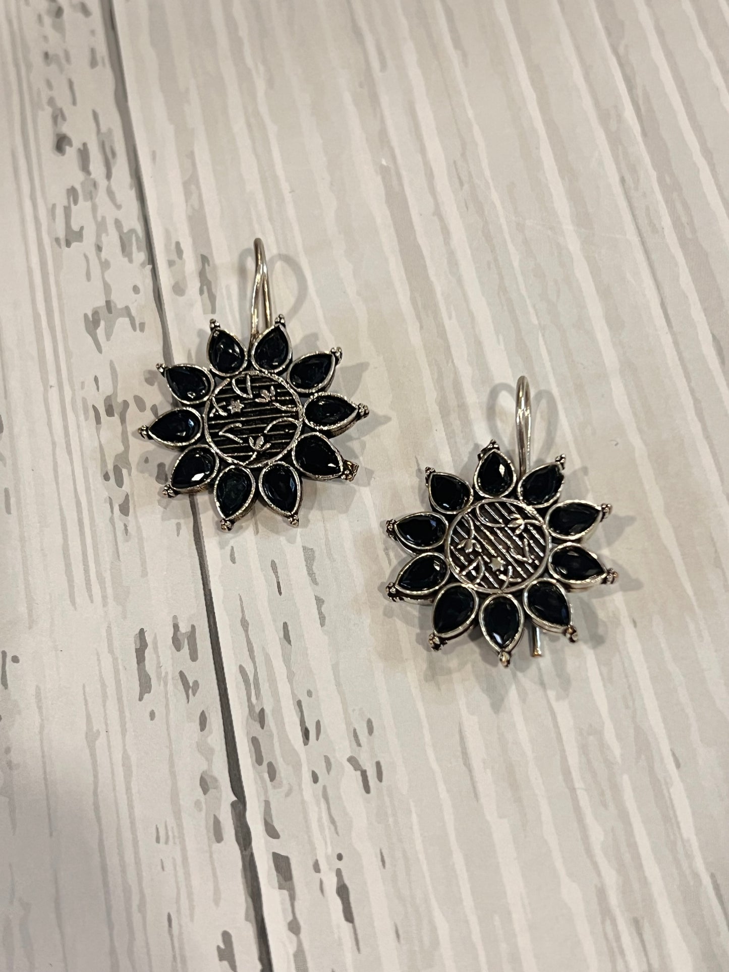 Black Flower Earrings