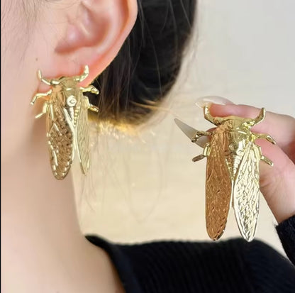 Beetle Golden Earrings