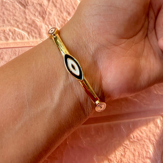 Black Evil Eye Cuff