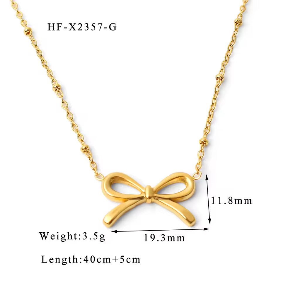 Basic Bow Necklace - Golden
