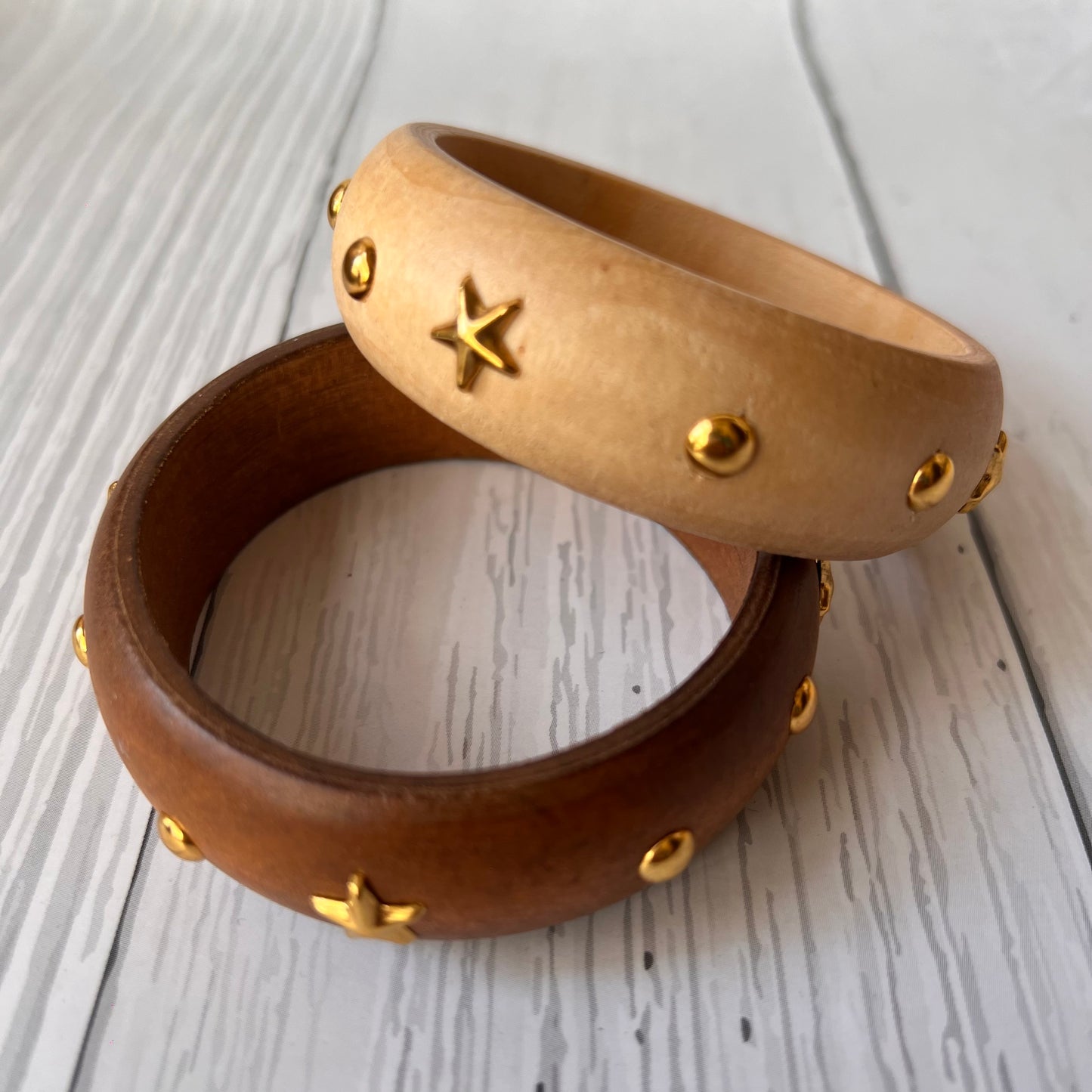 Love Stud Wooden Bangle