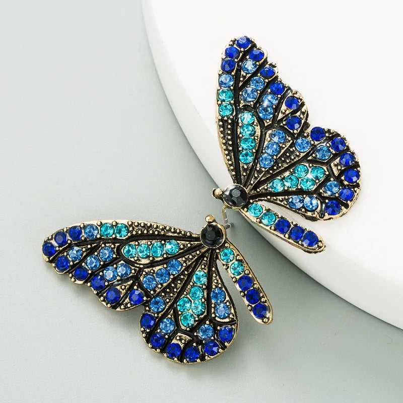 Rhinestone Butterfly Studs