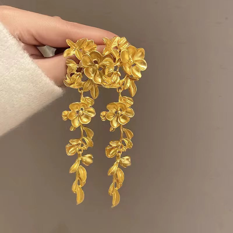 Golden Floral Danglers