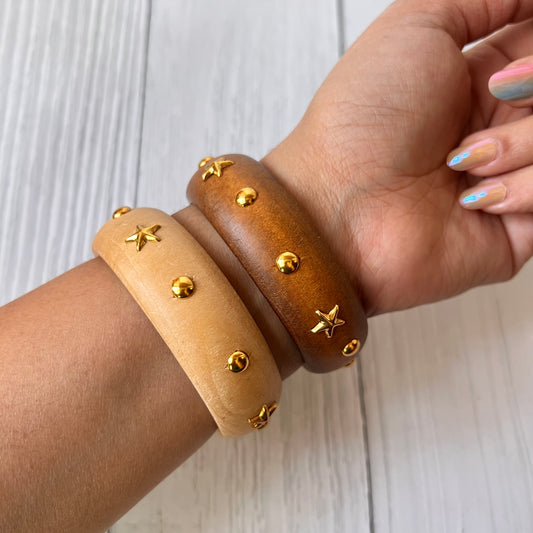 Love Stud Wooden Bangle